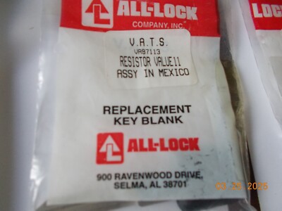 New All-Lock V.A.T.S. Replacement Key Blank for GM Cars, Resistor Value 11