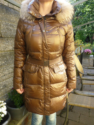Cinque Mantel Kapuze mit Echtpelz-Besatz braun 38 NP 500