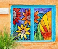 3D Flower Pattern A494 Window Film Print Sticker Cling Stained Glass UV Sinsin