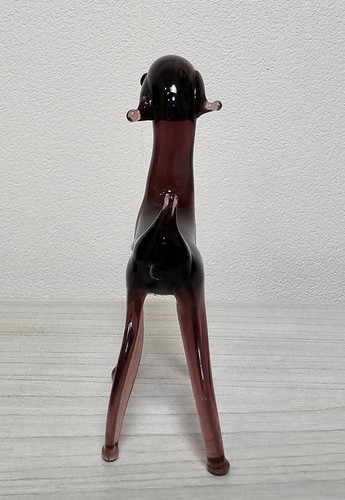 Vintage Glass Murano Figurine Dog Art Glass Figurine Burgundy Dog Glass - Picture 4 of 12