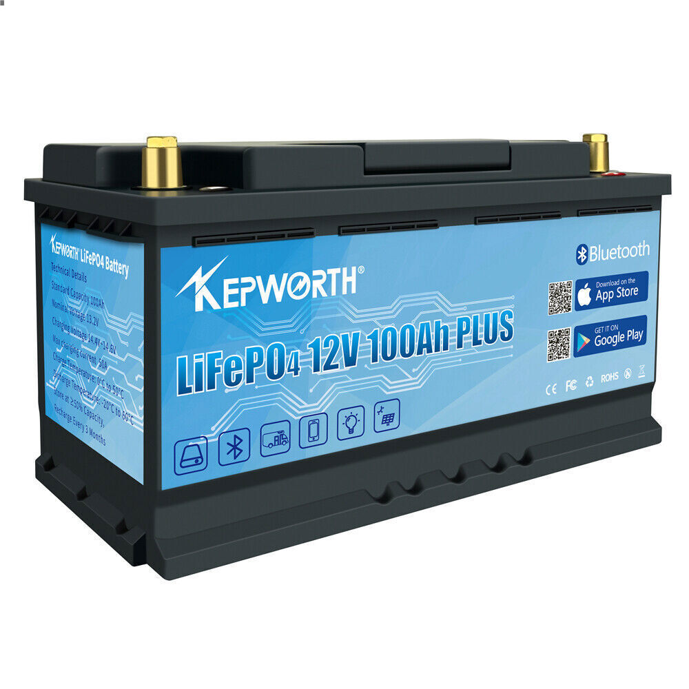 Bluetooth LiFePO4 12V 100Ah Lithium Battery BMS Deep Cycle Off
