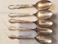 5 ANTIQUE VINTAGE COLLECTIBLE TEA SPOONS 6",WM ROGERS MFG CO.EXTRA PLATE