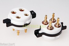 2 pcs Gold plated 4 pin tube socket made of ceramic U4A 300B,2A3,811,274A,572B