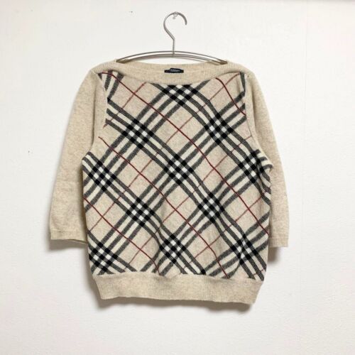 Burberry London Knit Sweater Wool Angora 3/4 sleeve Women Size 15/XL Used HOLE - 第 1/13 張圖片