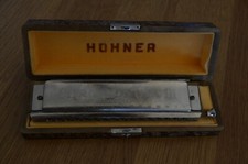Alte Mundharmonika Hohner Chromonika III C im Original Holzkasten - sehr gut