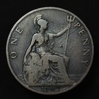 1902 Great Britain One Penny Low Tide Variety Edward Vii Uk England
