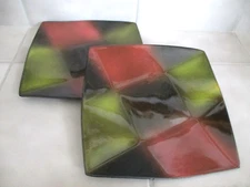 2 Home Essentials Piazza Collection 11" Dinner Plates Geometric Set of 2