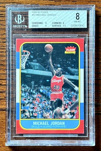 1986-87 Fleer MICHAEL JORDAN #57 Rookie RC BGS 8 NM-MT! 9 Centering!