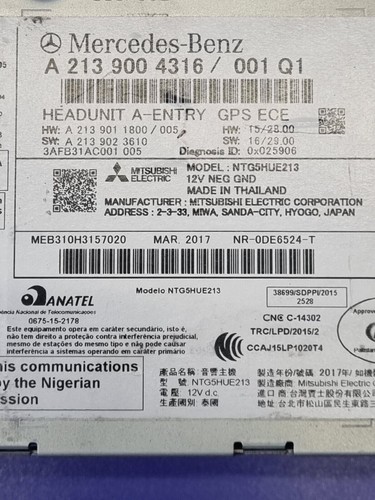Mercedes E 213 A2139004316 Sistema de navegación Radio Navi Media Player - Imagen 4 de 5