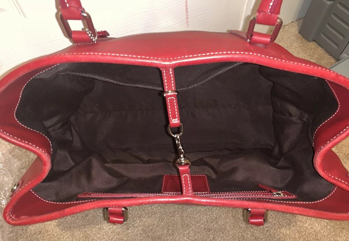 GORGEOUS RED VINTAGE COACH HAMPTONS Large Tote Bag Purse