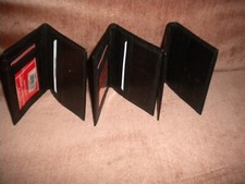 LOT OF 3 BLACk Leather Credit Card Card Holder MANY SPACES FOR CREDIT CARDS