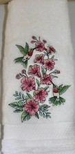 Hummingbirds Hibiscus Spring Bathroom Hand Towel Set EMBROIDERED
