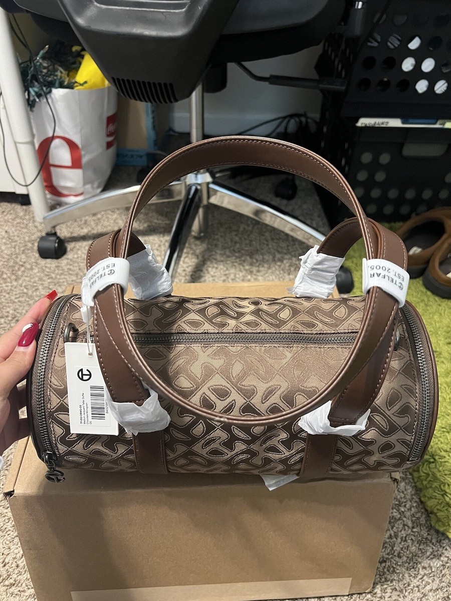 Telfar Medium Chocolate Monogram Jacquard Duffle Bag | eBay