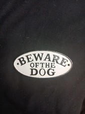 Small Beware Of Dog Iron Plaque Sign Embossed Finish