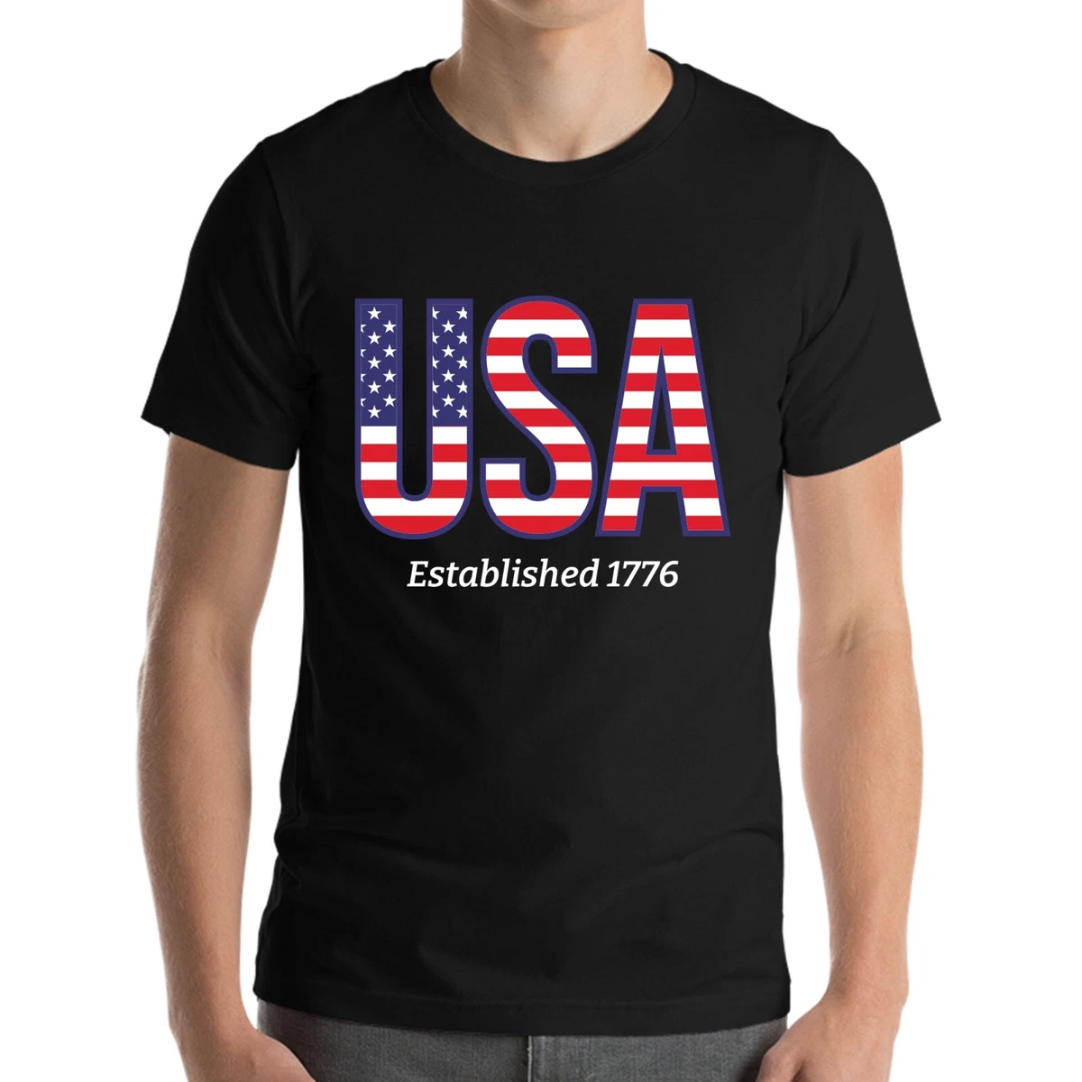 red and blue graphic tees