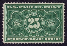 US Scott JQ5, 1913 Parcel Post, 25c dark green, VLH MINT