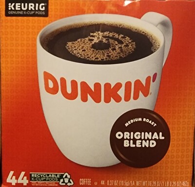 Dunkin' Donuts Original Blend Coffee K-Cup Pods Medium Roast 44/Box (006933)
