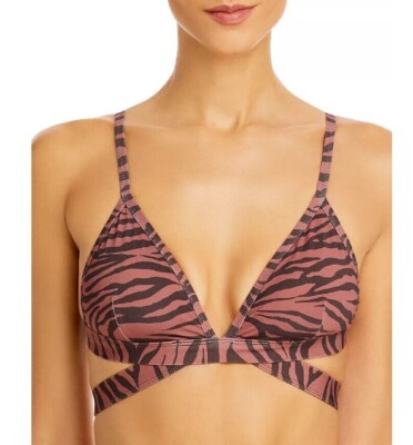 AQUA Swim Womens Tiger Animal Print Strappy Bikini Top Size S