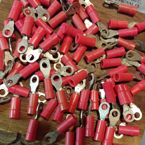 (100) 18RA-6 Sta-kon Ring Insul Vinyl Terminal Connector 22-16 AWG #6Bolt T&B - Picture 2 of 4