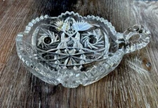 American Brilliant Period ABP Cut Glass Nappy Bon Bon 6" Dish w/ Handle