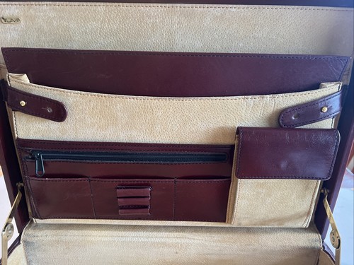 Tumi burgunderrote rote Echtleder hart schmale Aktentasche Attache Vintage - Bild 12 von 13