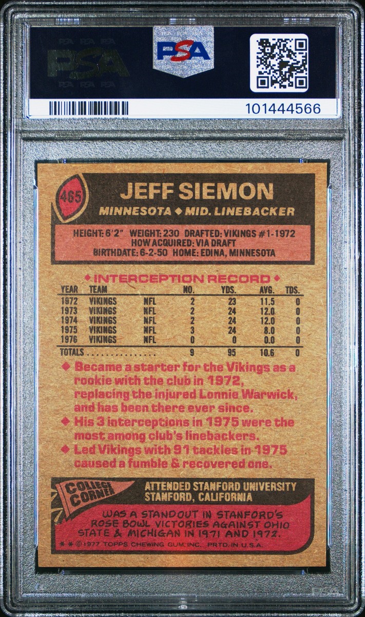 切手77 1977 TOPPS #465 JEFF SIEMON PSA 7 | eBay