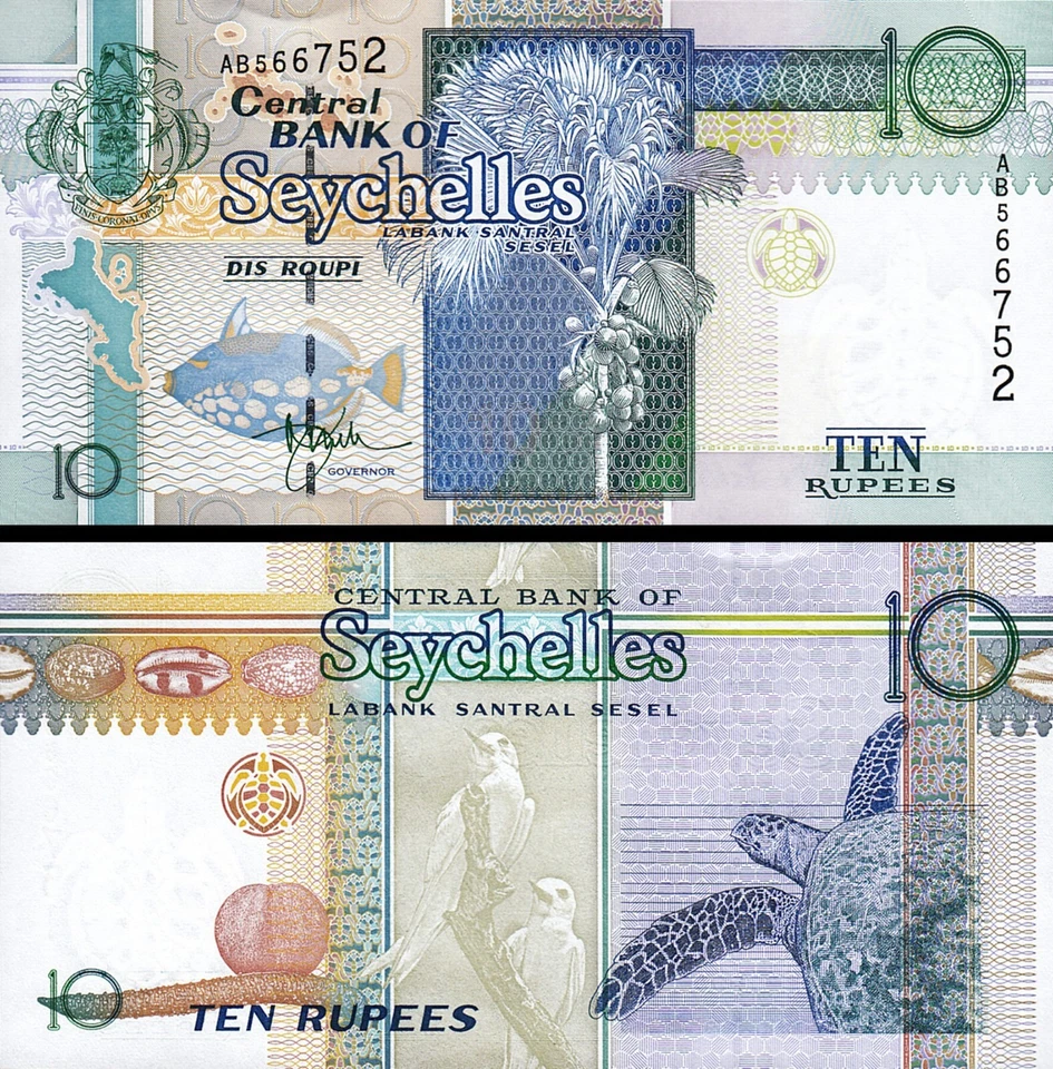 Seychelles 10 Rupees 1998, UNC, 5 Pcs LOT, Consecutive, P-36a, First Sign - Image 2 of 4