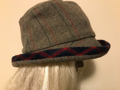 Fred Bare Head Wear Hand Made London Wool Hat England Vintage Plaid piping - Picture 6 of 8