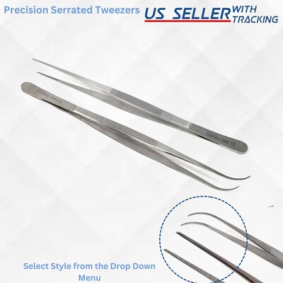 Pair 10'' Fish Tank Long Aquatic Water Plant Aquarium Straight Bent Tweezers