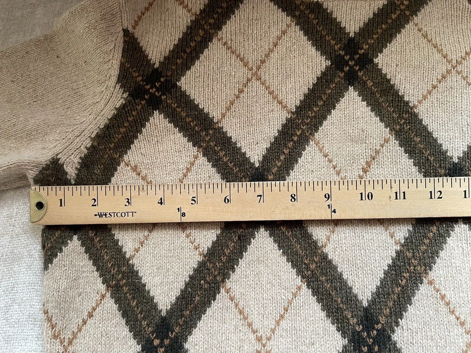 Suéter Evan Picone Vintage Años 90 Mujer Medio Beige Argyle Mezcla Angora Tejido Top Foto 4 de 4