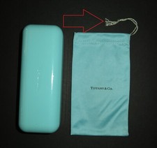 Tiffany  Co blue eyeglass glasses soft cloth pouch hard clamshell case