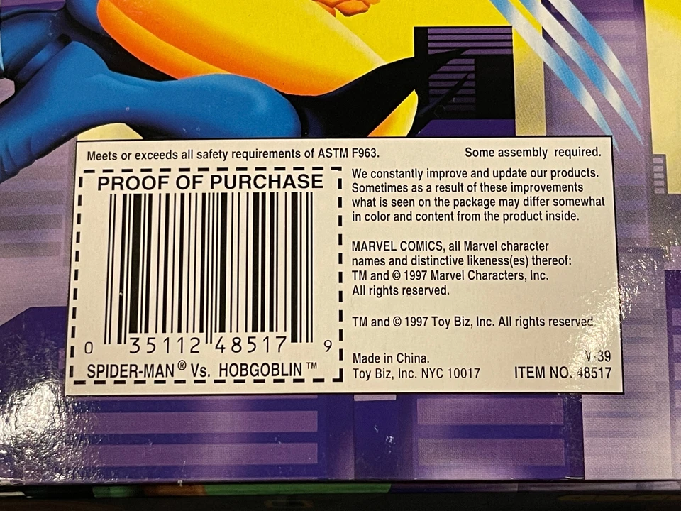 罕见老式 1994 年 ToyBiz 10 英寸蜘蛛侠 vs. Hobgoblin 可动人偶套装 完好带盒 — 第 2/2 张图片
