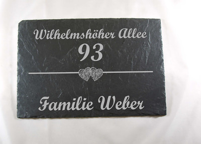 S 173- Hausnummer Strasse Familie  Schiefer Türschild Schieferplatte