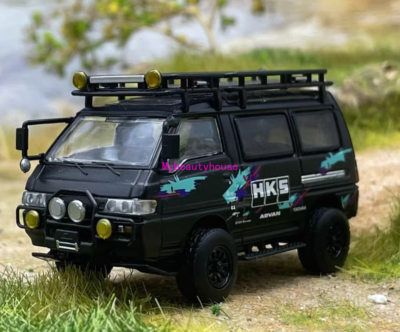 ミニカー Autobots models DELICA 1/64 Autobots 1:64 Black HKS 4WD Delica L300 Camper Van Model Diecast