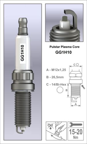 1x GG1H10 - Pulstar Plasma Core Super High Performance Petrol/LPG Spark Plugs - Picture 4 of 5