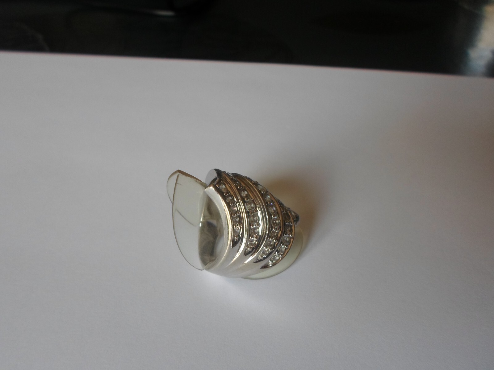 large solid silver ring, zirconium pavement, size… - image 6
