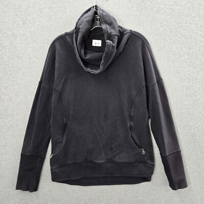 Lululemon Women Sweatshirt 8 Black Stress Less Cowl Neck Pockets Pullover READ
