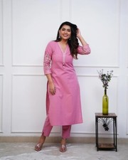 Women's Kurtas/Kurtis Set Indian Readymade Straight Kurti Pant Set Gift For Her