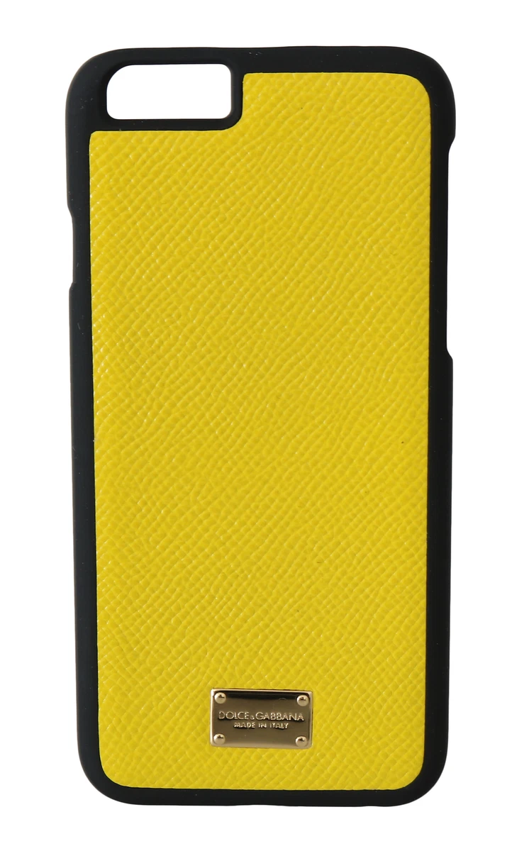 DOLCE GABBANA Phone Case Cover Yellow Solid Silver DG Logo
