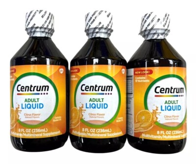 Centrum LIQUID Vitamin Citrus Flavor 8oz ( 3 bottles ) NEW LOOK  Fast Shipping