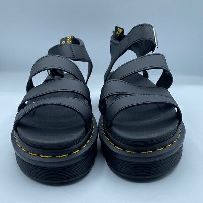 Dr Martens Blaire Quad Hydro Leather Platform Black Sandals