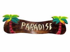 24  PARADISE PALM TREE SIGN WALL ART TIKI DECOR