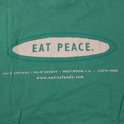 NativeFoods California Vegan Tee M/L EatPeace KellyGreen MadeInUSA FreeShipping - Picture 5 of 8