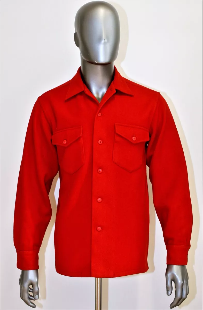 Vintage Rare 50s Sport Togs Thick Wool Shirt Jacket Red Buttons size M