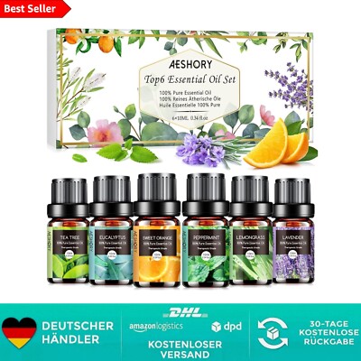 Ätherische Öle Set 6x 10ml Aromatherapie Öl Duftöl für Diffuser SPA
