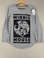 NWT Disney x Chaser Minnie Mouse Graphic Long Sleeve Tee Gray Heathered Medium 