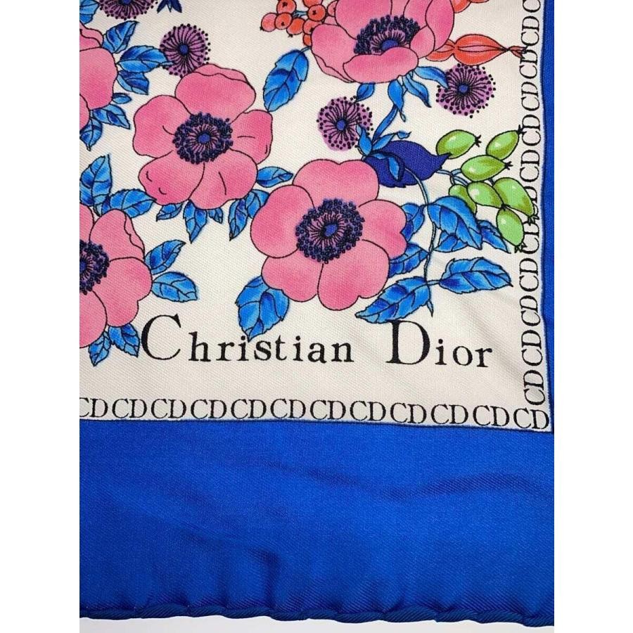 Christian Dior Bird/Pheasant/Floral/Scarf/Silk/Blu/All-Over