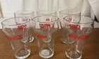 Vintage Red Coca-Cola Goblet Glasses 16 oz Clear Coke Retro Set Of 7