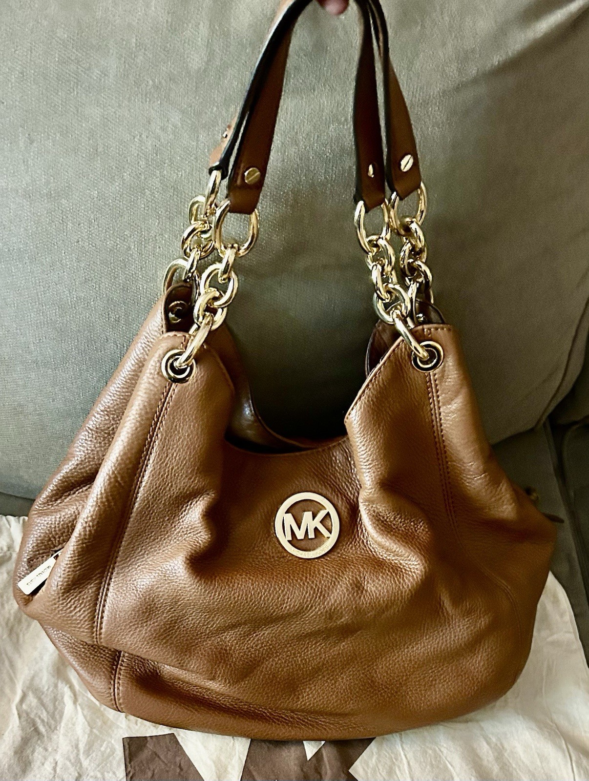 Authentic Michael Kors Brown Pebbled Leather Shou… - image 1