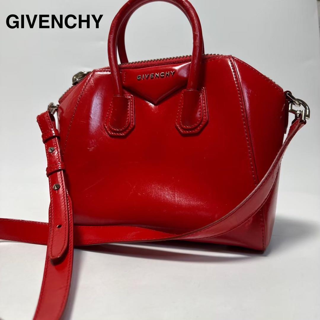Givenchy 2way Antigona Shoulder Bag Leather Red Authentic F09121000